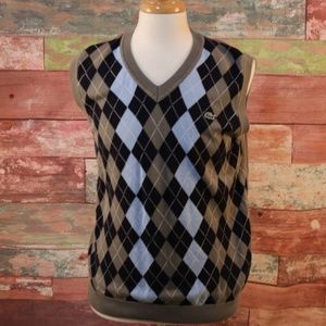 LACOSTE Sweater Argyle Vest US Size Med EU 5 Mens